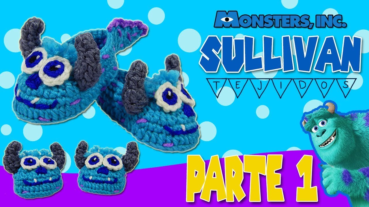 Zapatitos Sullivan tejidos a Crochet Monsters Inc  | parte 1/2