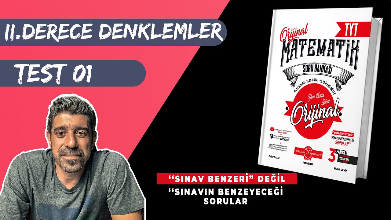 II.Dereceden Denklemler TEST  01 | ORİJİNAL TYT SORU BANKASI | #yks2024