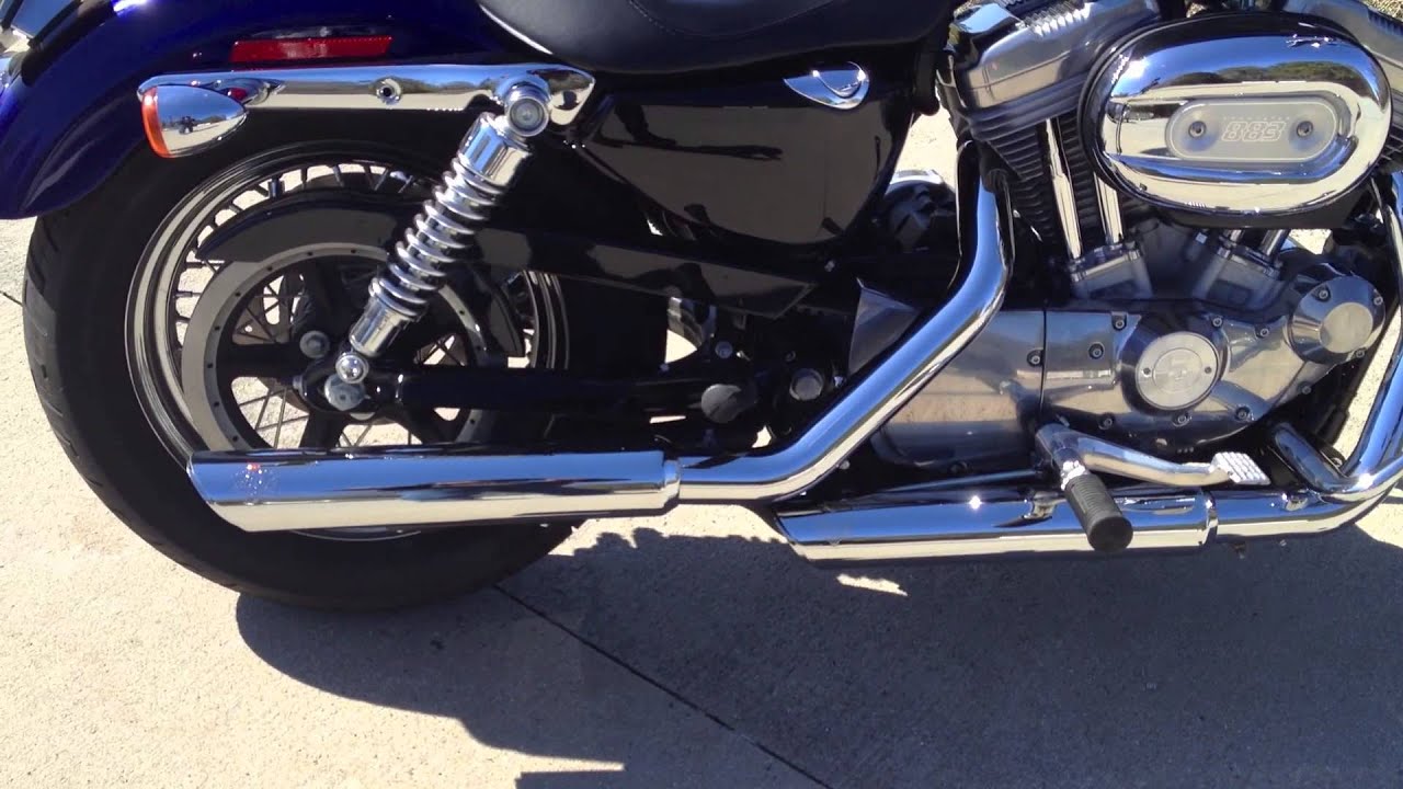 Stock Harley Sportster Exhaust vs. Vance and Hines Twin Slash Slip ons