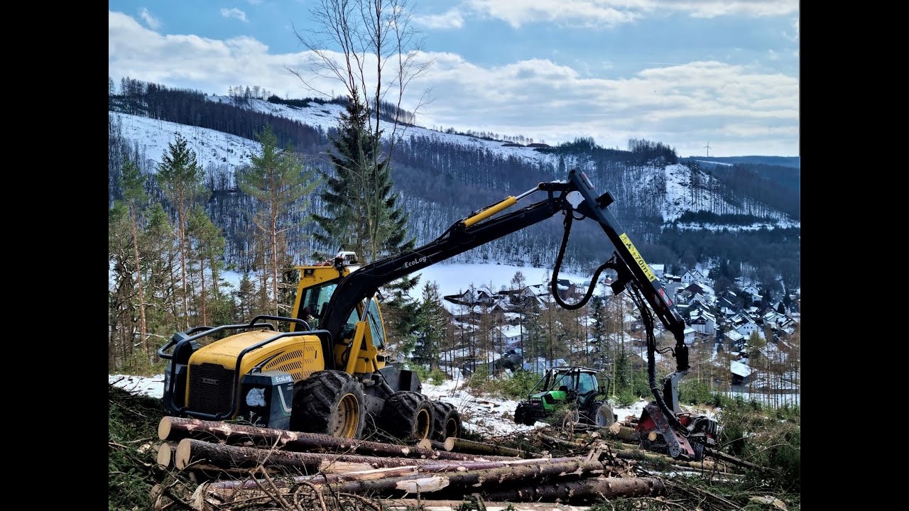 🌲 WFW Ecolog 580F & Ritter Deutz-Fahr Agrotron M600 &bull; Harvester in Action &bull; Ritter Winchwork 🌲