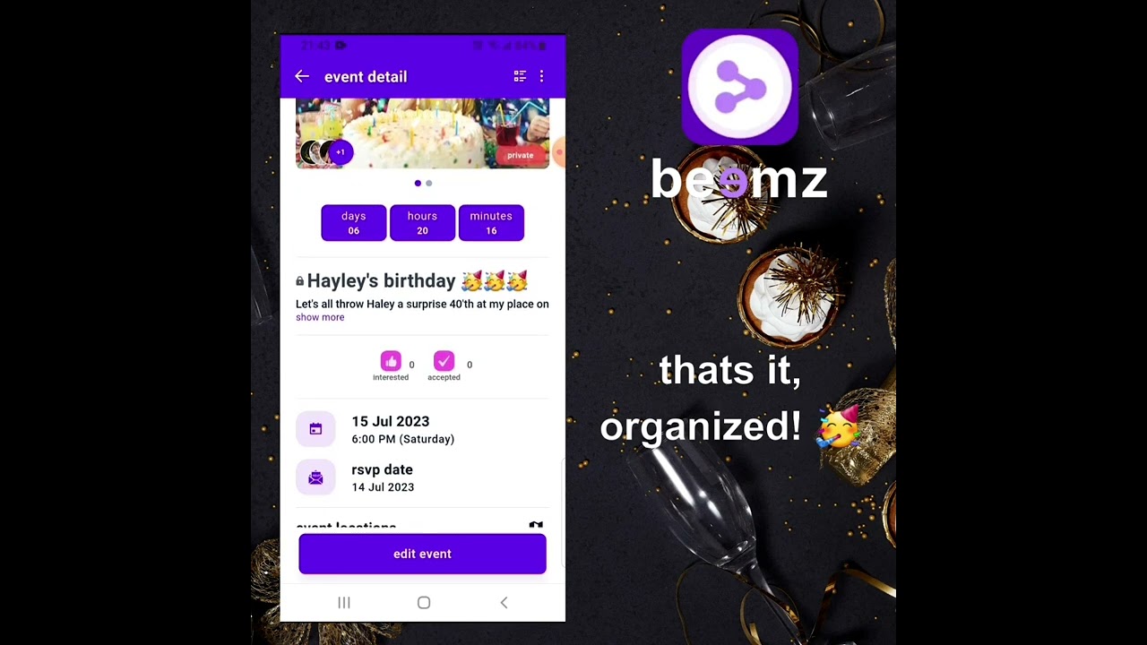 how to beemz personal events