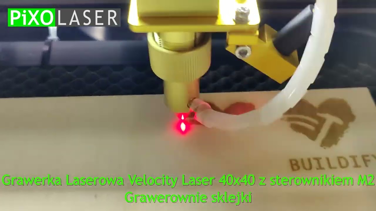 Grawerowanie w sklejce ploterem Velocity Laser 50W 40x40cm sterownik M2