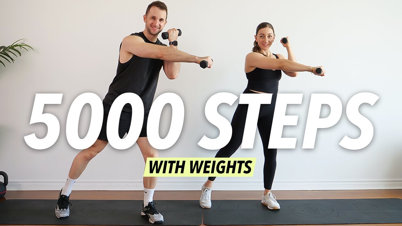 30 Min Cardio HIIT Workout at home - 5000 steps for Fat Burn (with Weights)