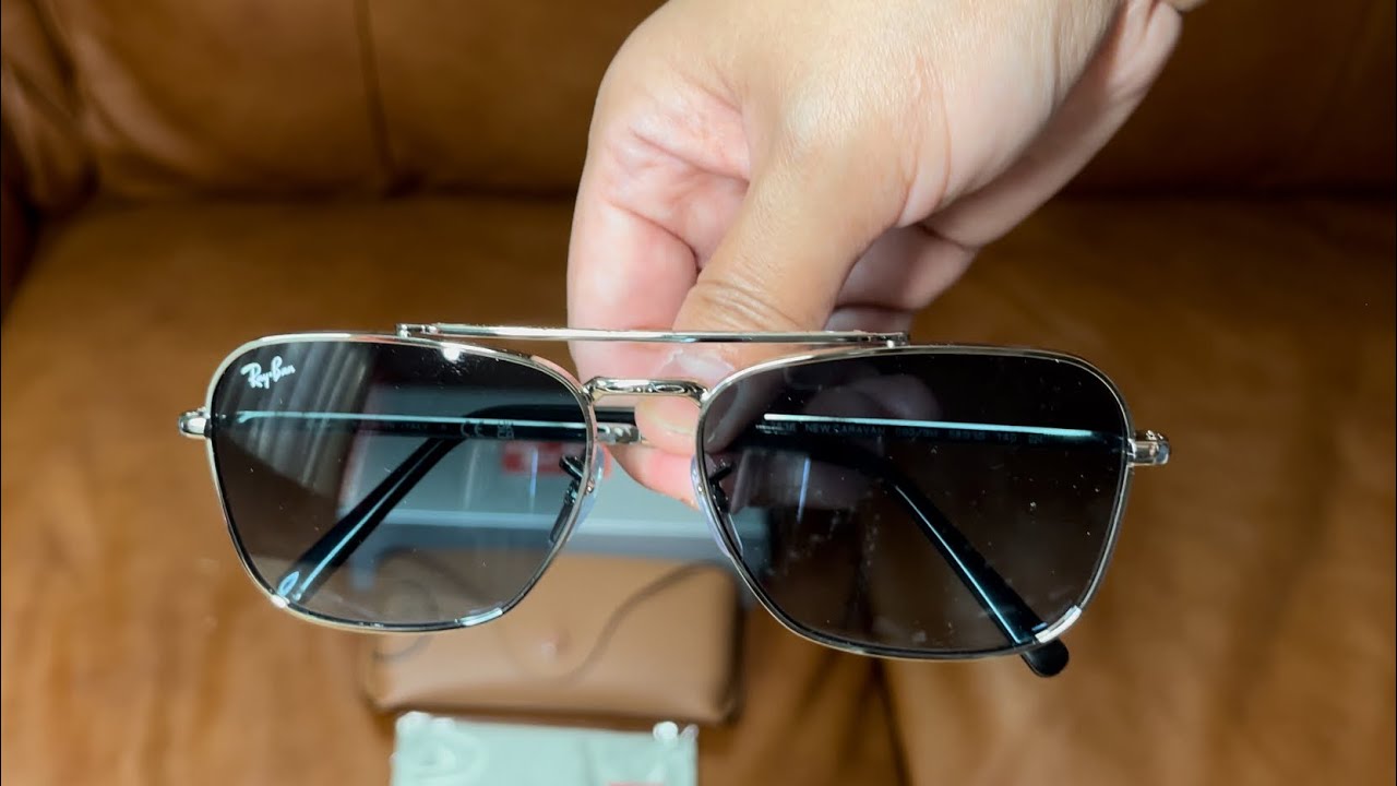 Ray-Ban NEW CARAVAN Men’s Sunglasses | Silver Frame with Blue Gray Gradient Lenses | UNBOXING!! 🕶️😎