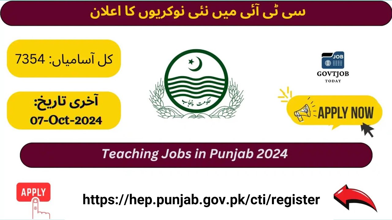CTI Jobs in Punjab 2024 | Apply For CTI Jobs 2024