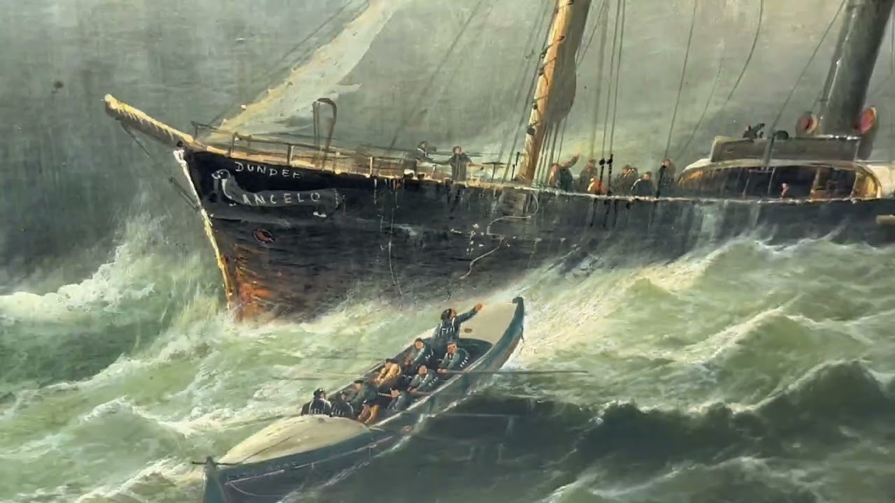Sealer & Whaler Steam Ship Of Dundee Floundering Being Rescued By RLNI Lifeboat By William Broome