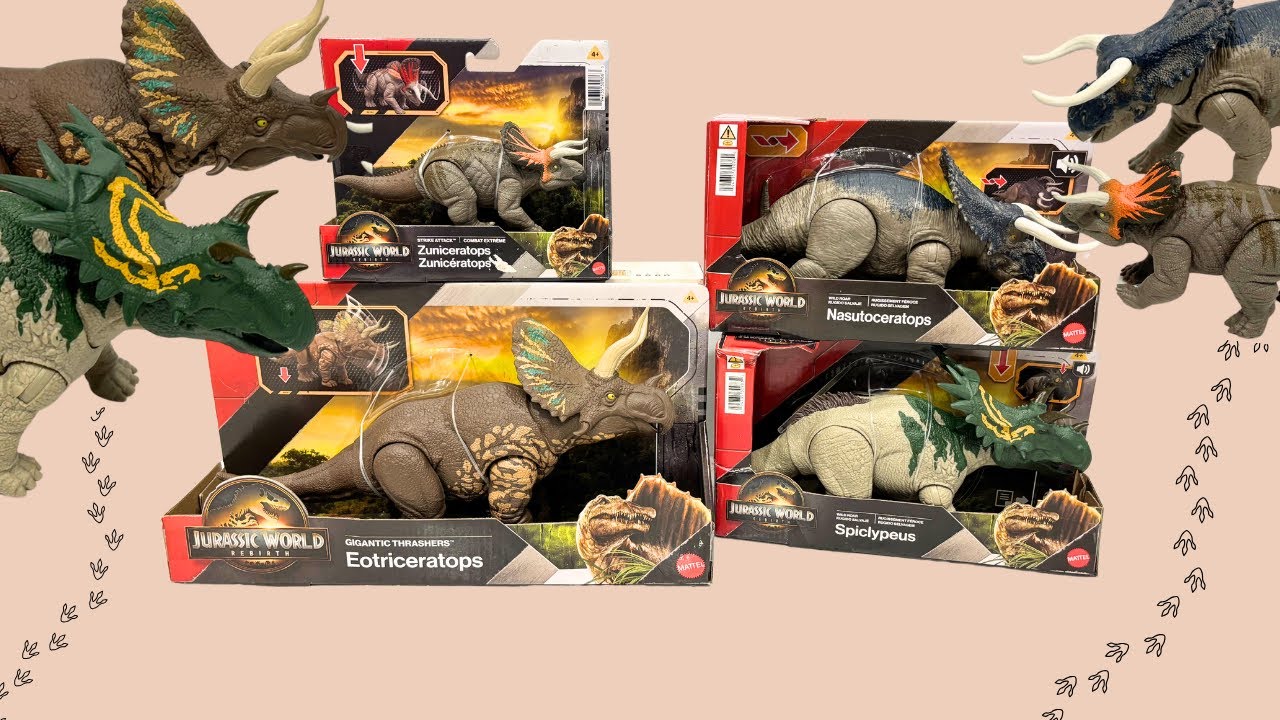 Unboxing & Review 4 New Jurassic World Rebirth Dinosaurs of Ceratopsian - Eotriceratops and more