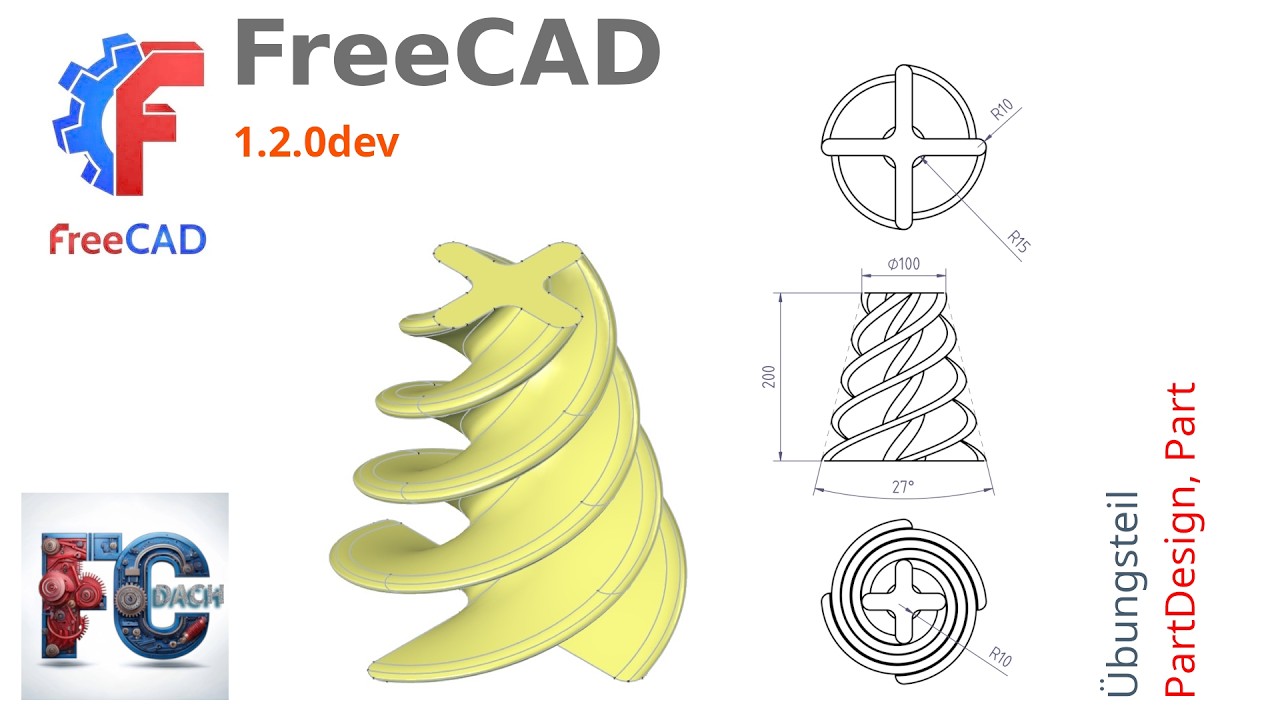 FreeCAD 1.2.0dev - Konische Spirale - conic spiral