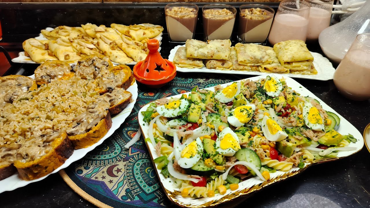 وجبات لفطور رمضان ساهلة و سريعة جد اقتصادية / تحلية بالقهوة. رولي ديال دجاج . مقيلة بالبيض. عصير ..