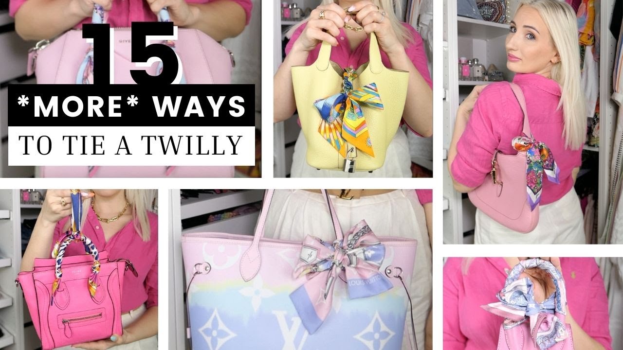 15 *ЕЩЕ* СПОСОБОВ ЗАВЯЗЫВАТЬ ТВИЛЛИ НА СУМКЕ | Часть 3 | Louis Vuitton Bandeau, Hermes Twilly и д...