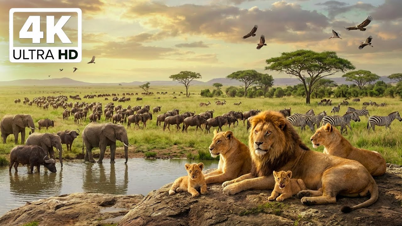 4K Safari in Africa | Wild Animals & Soothing Nature Music for Stress Relief