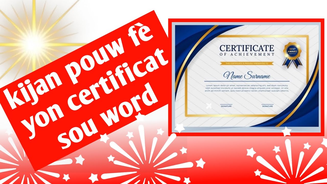Men kòman pouw fè yon certificat nan Microsoft word