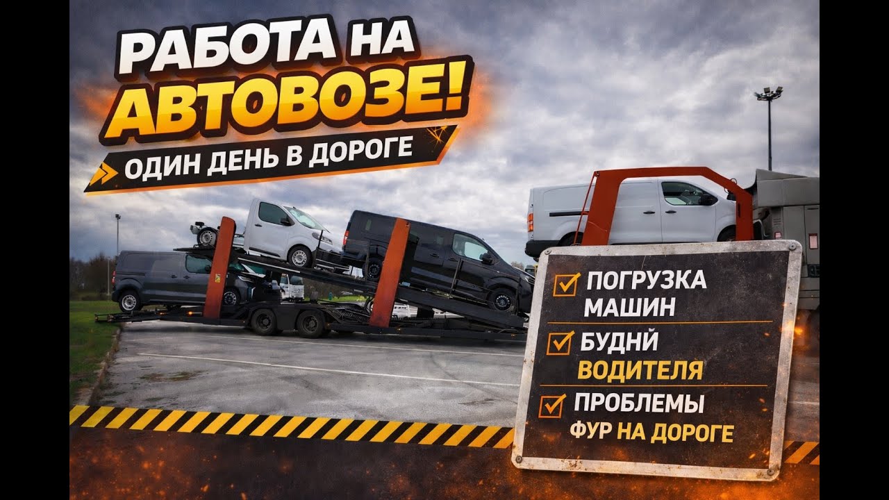 Выгрузил 9 машин и загрузил 4 буса на старый автовоз Lora | Рейс Франция-Чехия | автовоз в Европе