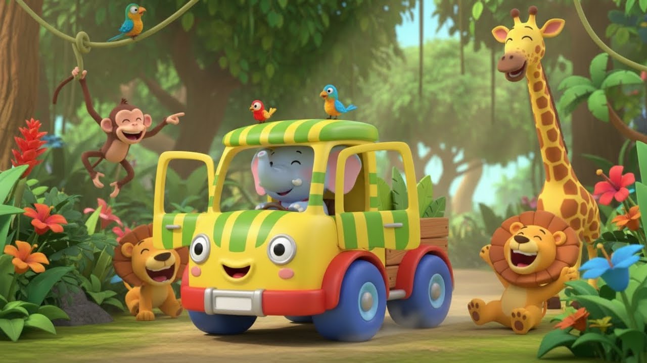 Wheels on the Elephant Truck | Fun Animal Bus Song for Toddlers to Sing and Ride