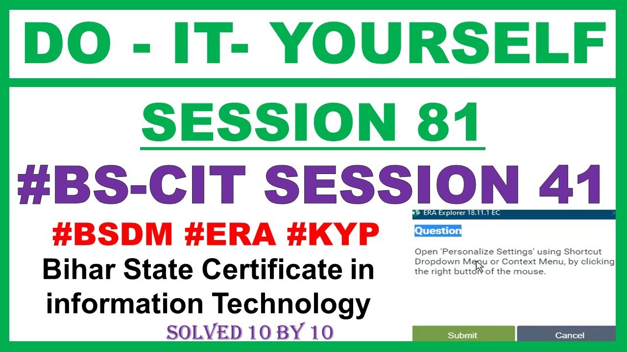 DO IT YOURSELF SESSION 81 | BS CIT SESSION 41 |  KYP BS CIT SESSION 41 Do It Yourself In Hindi