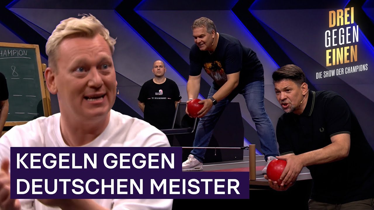 Schlagen SIE den 20-fachen DEUTSCHEN MEISTER im Kegeln!? 🎳 | Drei Gegen Einen 💪​