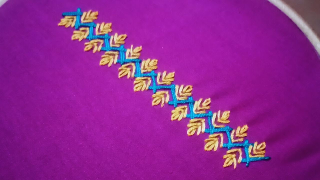 Easy and simple hand embroidery border designs for beginner's. Beautiful hand embroidery tutorial.