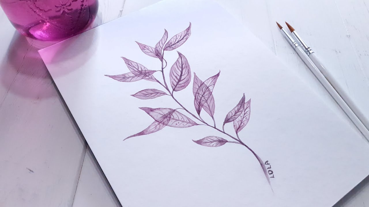 how to paint watercolor transparent leaves