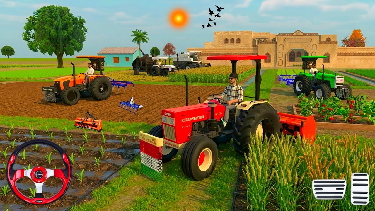 4 TRACTOR , POWER 🚜, SWARAJ 🚜 , MASSEY 🚜 , KUBUTA 🚜 , CULTIVATOR THRESHOR FROM FARMING 🌾🌿 3D GAM 
