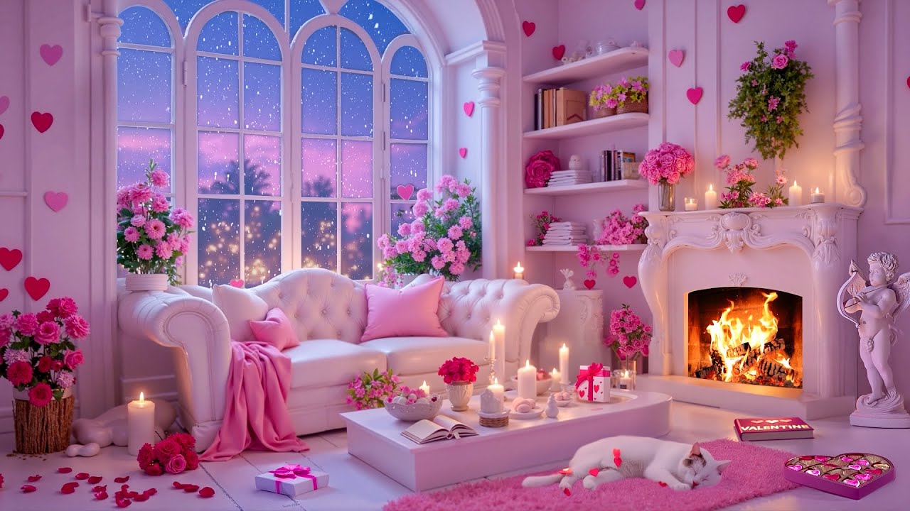 Cozy Valentine’s Fireplaces Music 💝 Valentine's Background Music 💘 Happy Valentine's Day 2026