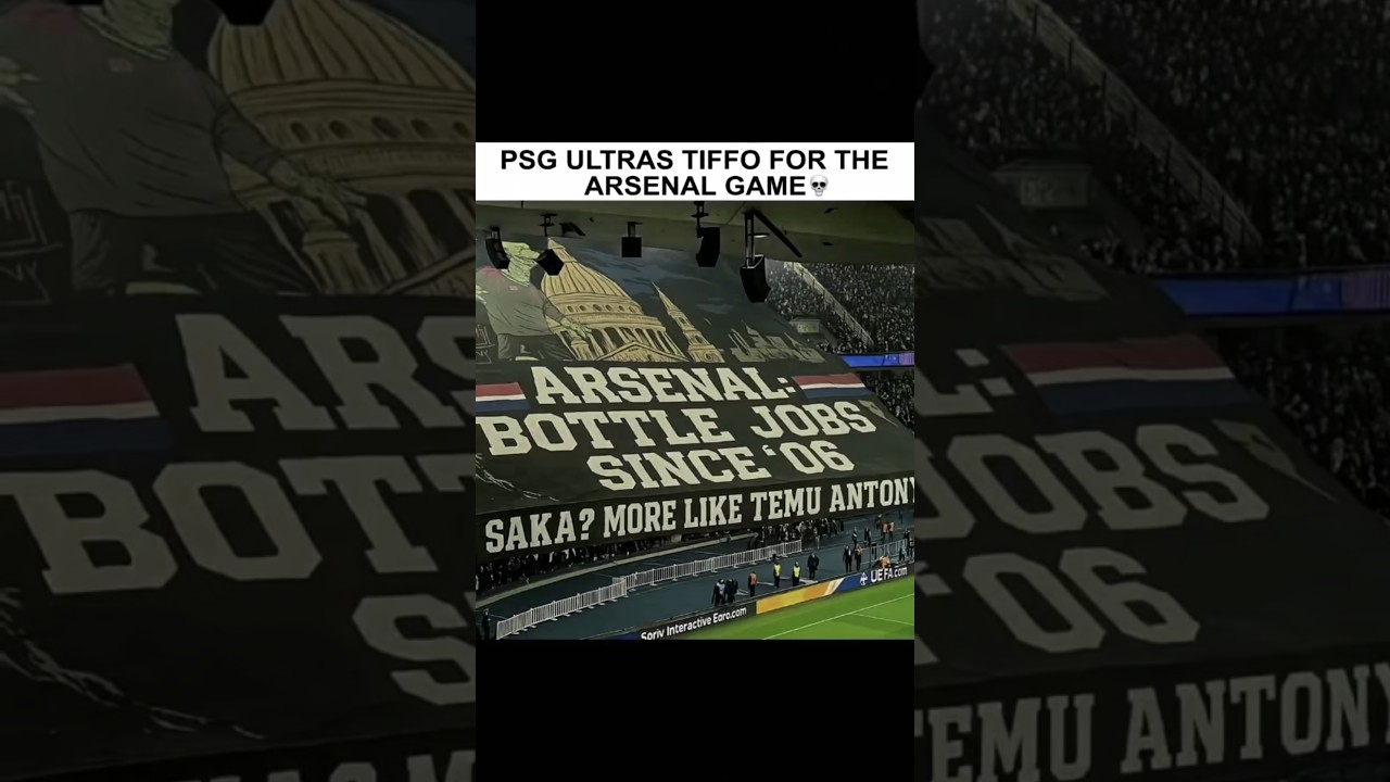 PSG ULTRAS TIFO for the arsenal game ☠️🥶 #football #psg #psgfans #arsenal #ucl #saka #bar&ccedil;a #dembele