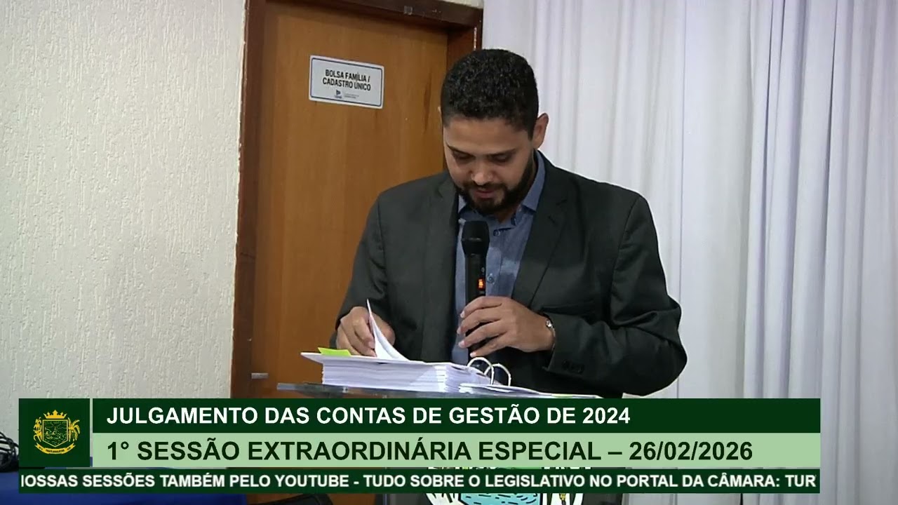 1° Sessão Extraordinária  Especial - 26/02/2026 | Câmara Municipal de Turvânia-GO
