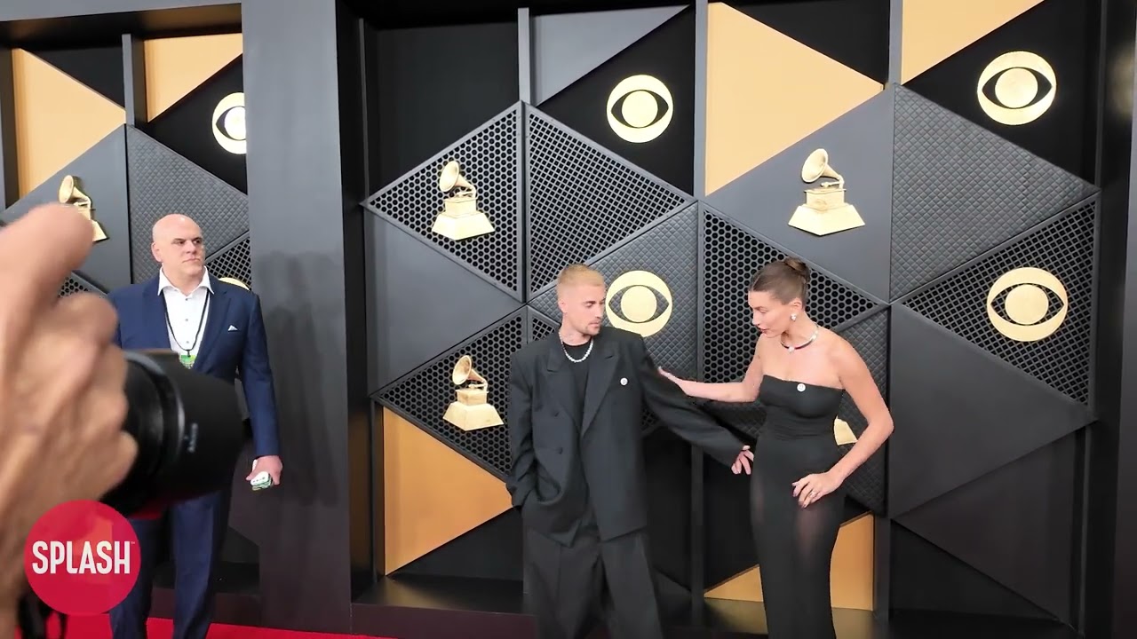 Justin And Hailey Bieber On The Red Carpet For The 68th GRAMMY Awards