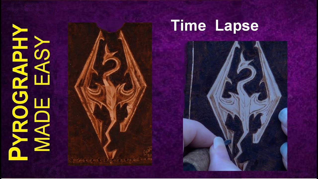 Пирография Fine Art Skyrim Логотип на коже горящего дерева
