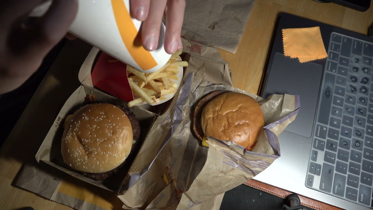ASMR - MCDONALDS DOUBLE QUARTER POUNDER MEAL EATING SOUNDS
