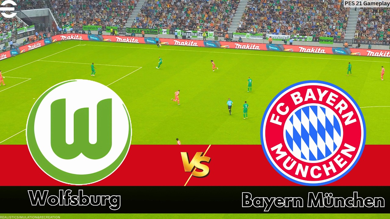 LIVE: Wolfsburg gegen Bayern M&uuml;nchen | Bundesliga 2025/26 | Komplettes Spiel live PES21 Simulation