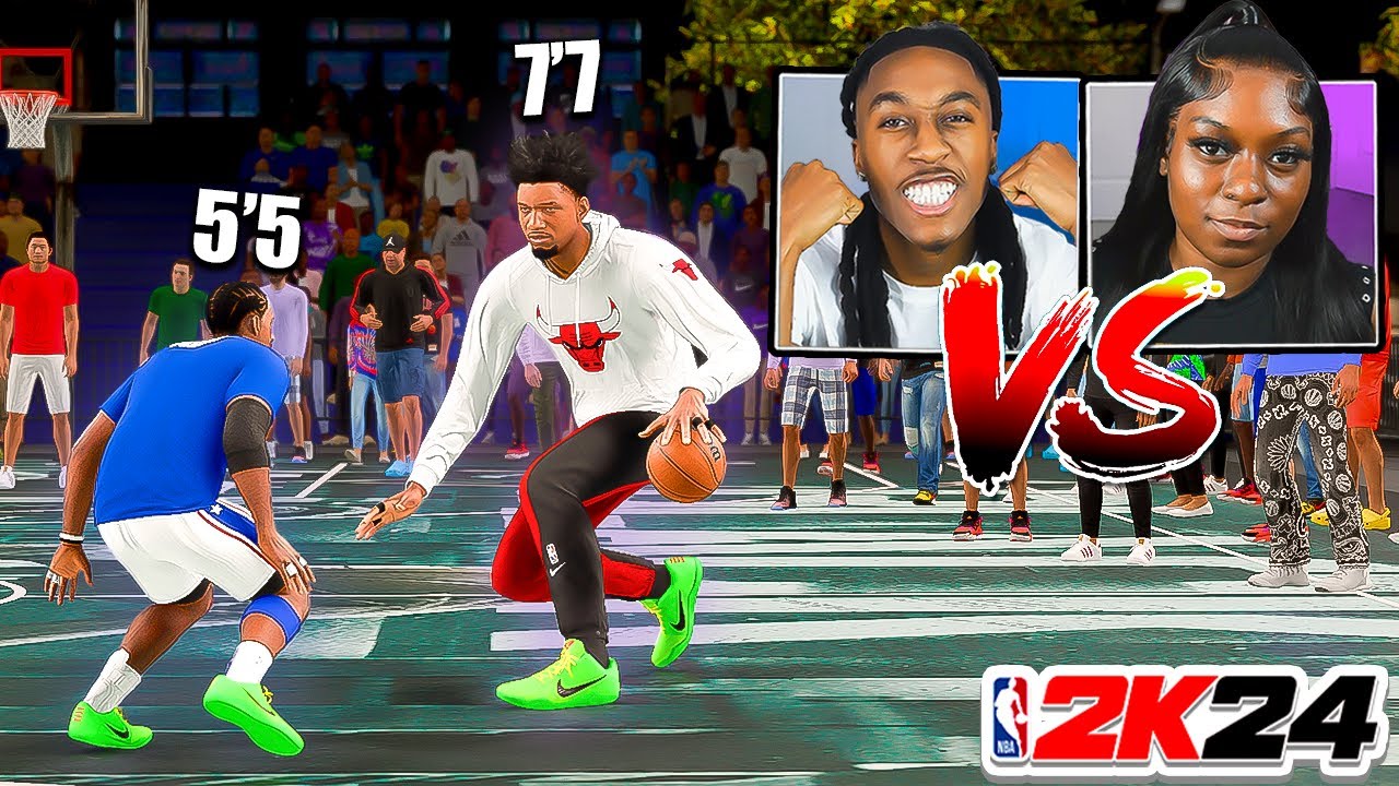 1V1 VS My GIRLFRIEND In NBA 2k24! 7'7 DEMIGOD Vs 5'4 DEMIGOD