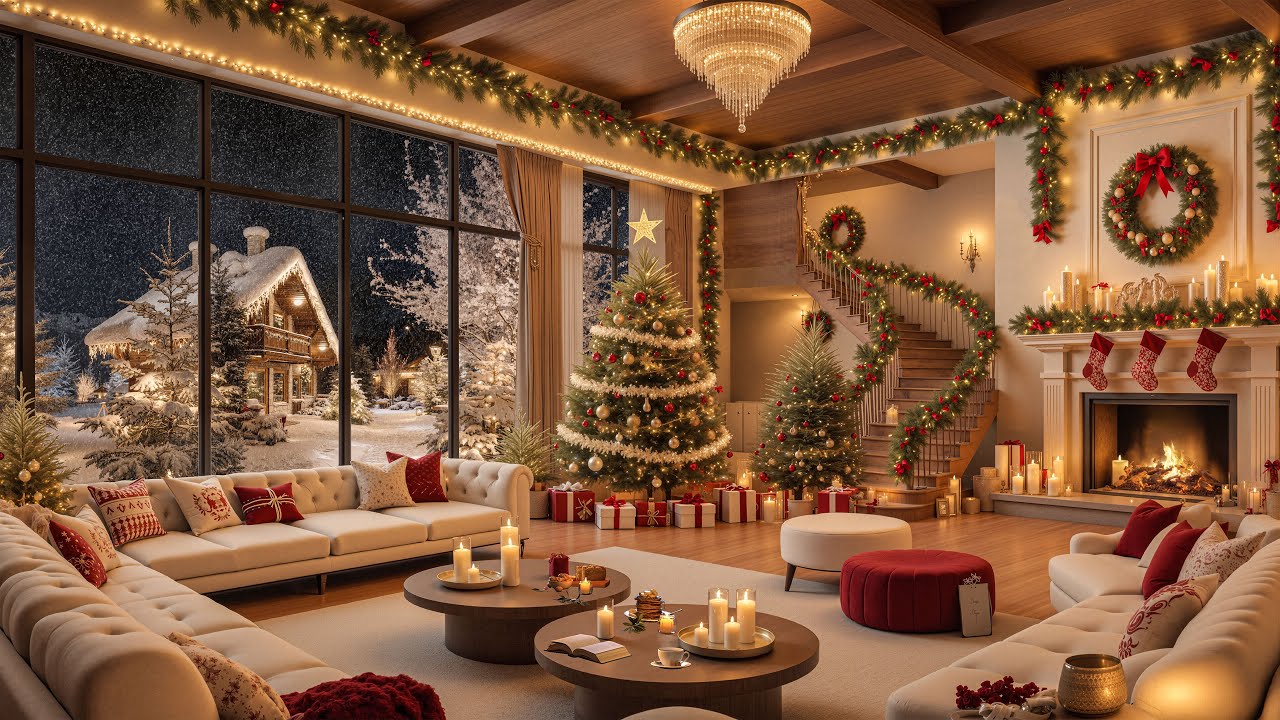 🔥 Fireside Christmas Jazz 2026 🎄 Cozy Holiday Fireplace & Snowy Winter Ambience for Relaxation ❄️🎶