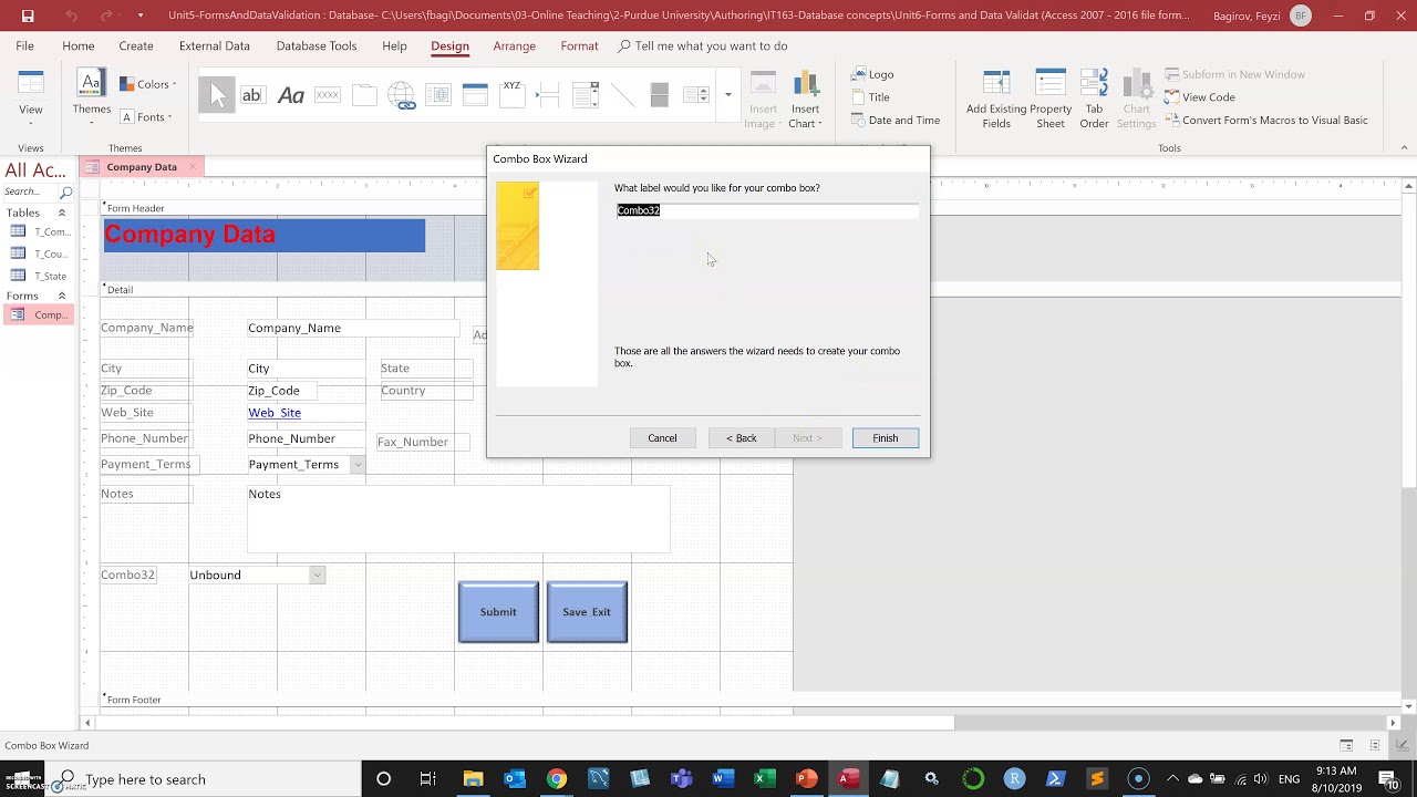MS Access Forms and Data Validation (3/4)