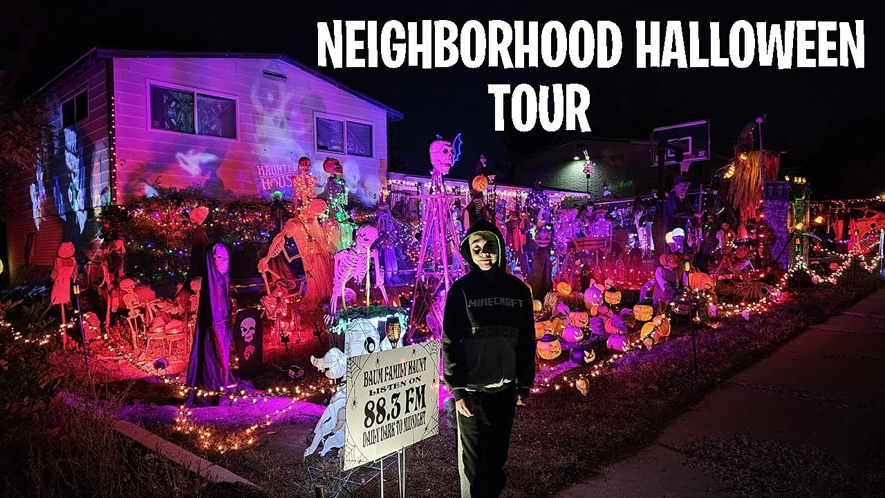 Neighborhood Halloween Yard Display Tour! Haunt Walkthrough, Animatronics & Inflatables!