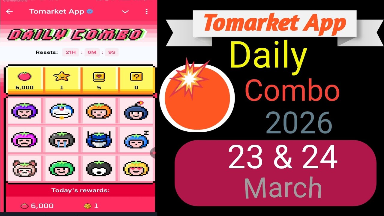 TOMARKET New Update Today | 23 & 24 March  Tomarket Combo Today | New Update To Market |