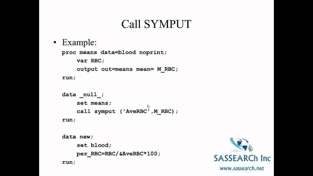 SAS Certification- SAS Function Call Symput