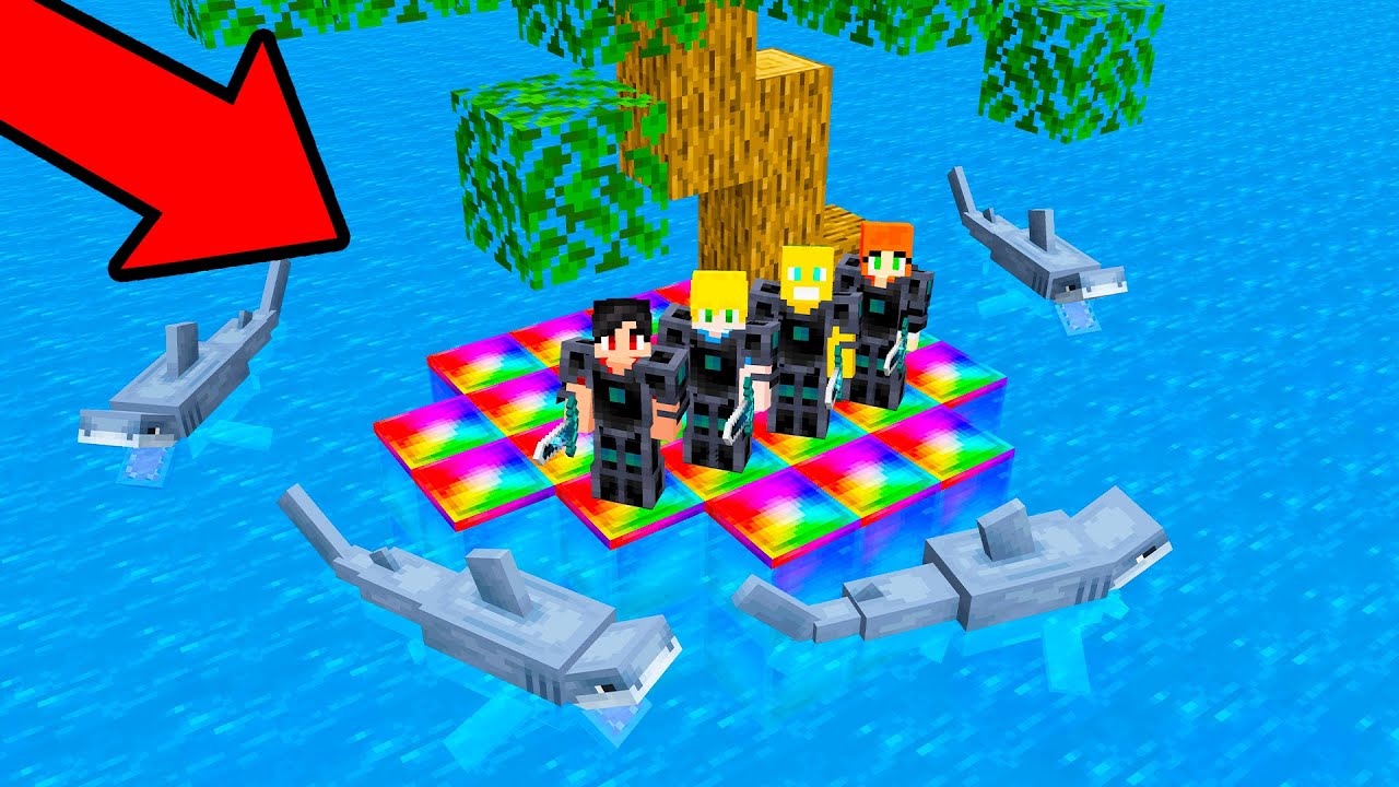 Я застрял на острове с четырьмя друзьями в Minecraft!