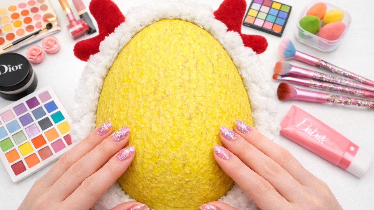 MY FIRST VIDEO! 🍉 ASMR Makeup on YELLOW Watermelon (No Talking)