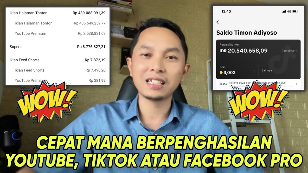 Youtube, Tiktok dan Facebook Pro mana yang lebih cepat dapat Uang