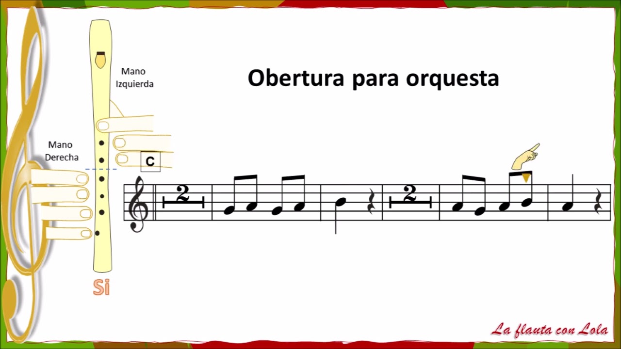OBERTURA PARA ORQUESTA. Flauta dulce con posiciones y fononimia.  Notas: si, la, sol.