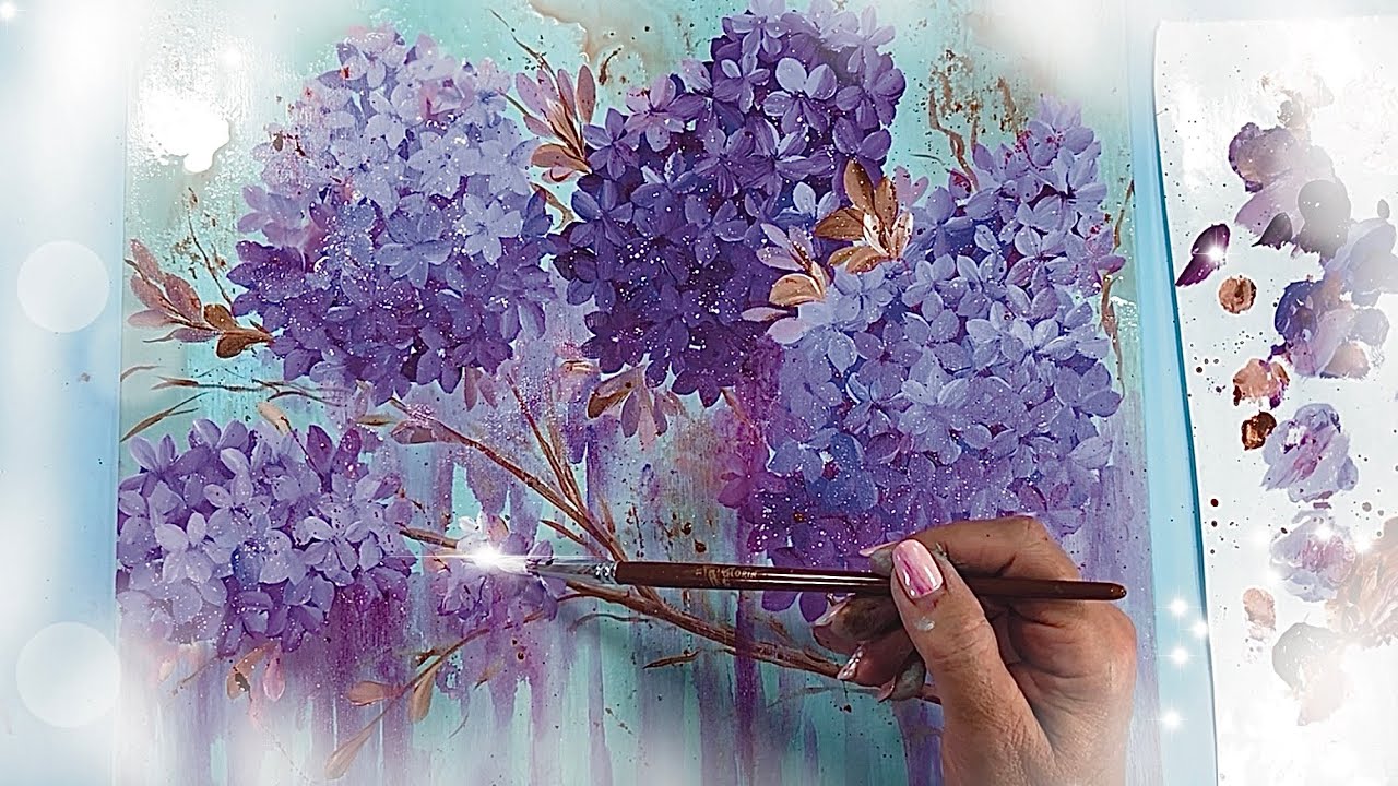 Научитесь рисовать волшебные цветы простыми техниками на волшебном фоне.