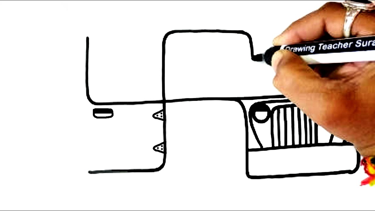 Mahindra थार Drawing स्वस्तिक से - THAR  Car Drawing फ्रॉम Swastik