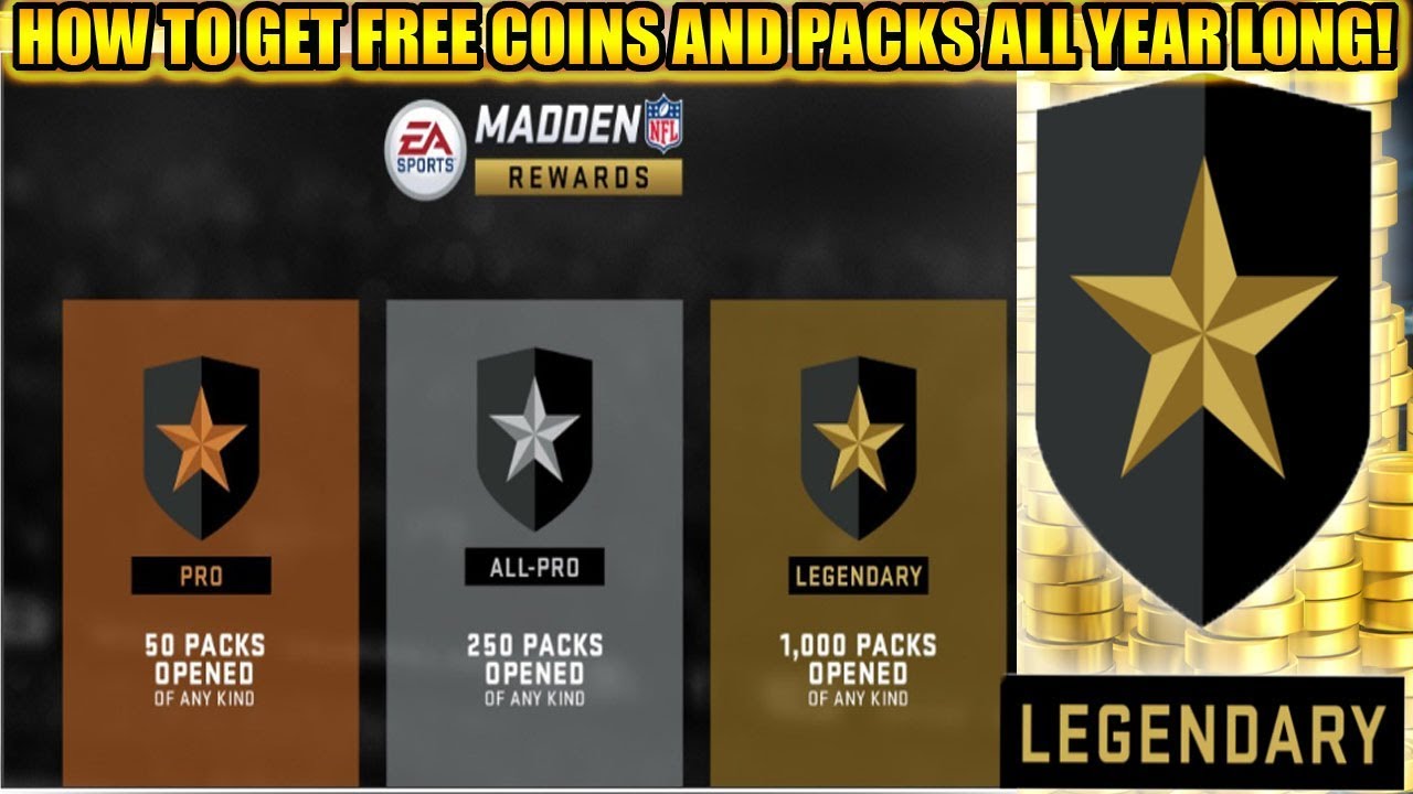 HOW TO GET FREE PACKS AND COINS ALL YEAR LONG! FASTEST WAY TO LEGENDARY MUT REWARDS! | MADDEN 19