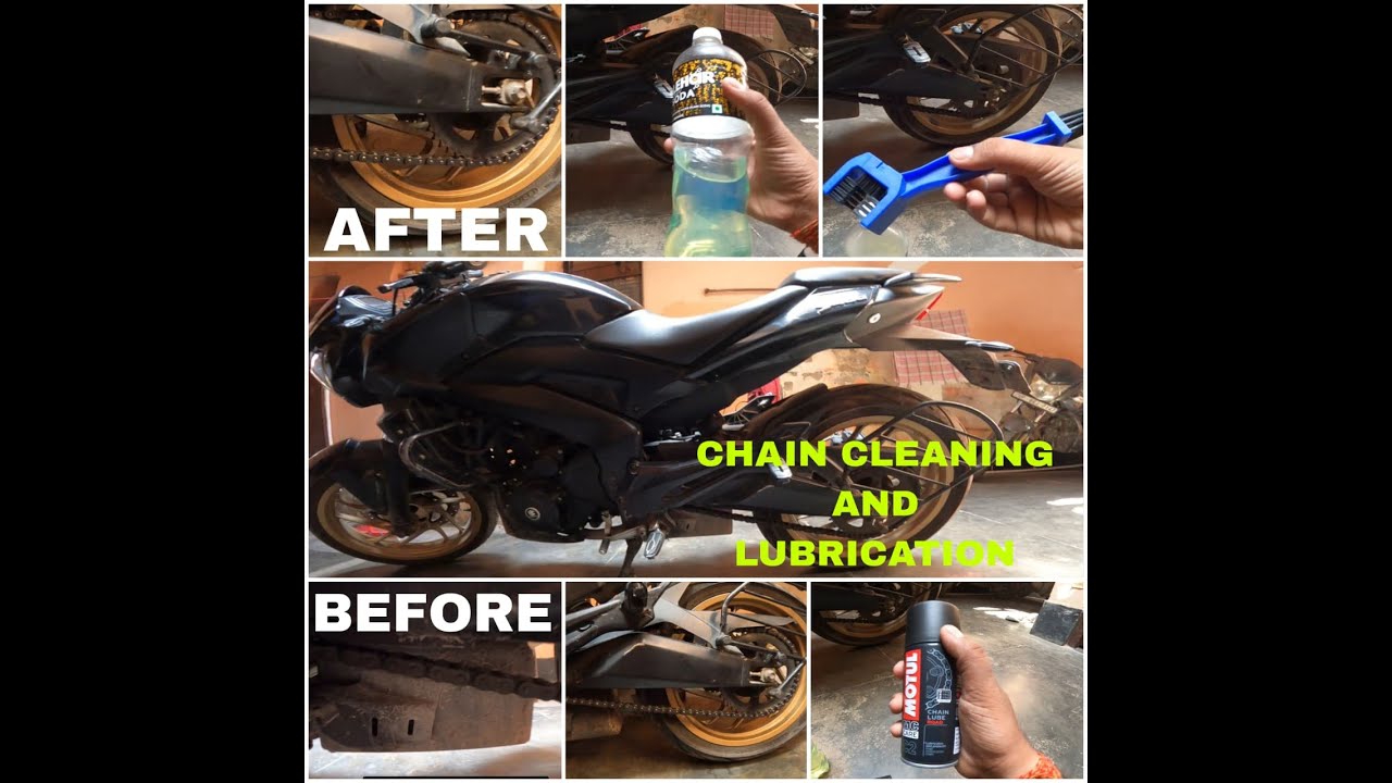 DOMINAR 400 CHAIN CLEANING AND LUBRICATION AT HOME WITH MOTUL LUBE C2 AND DIESEL