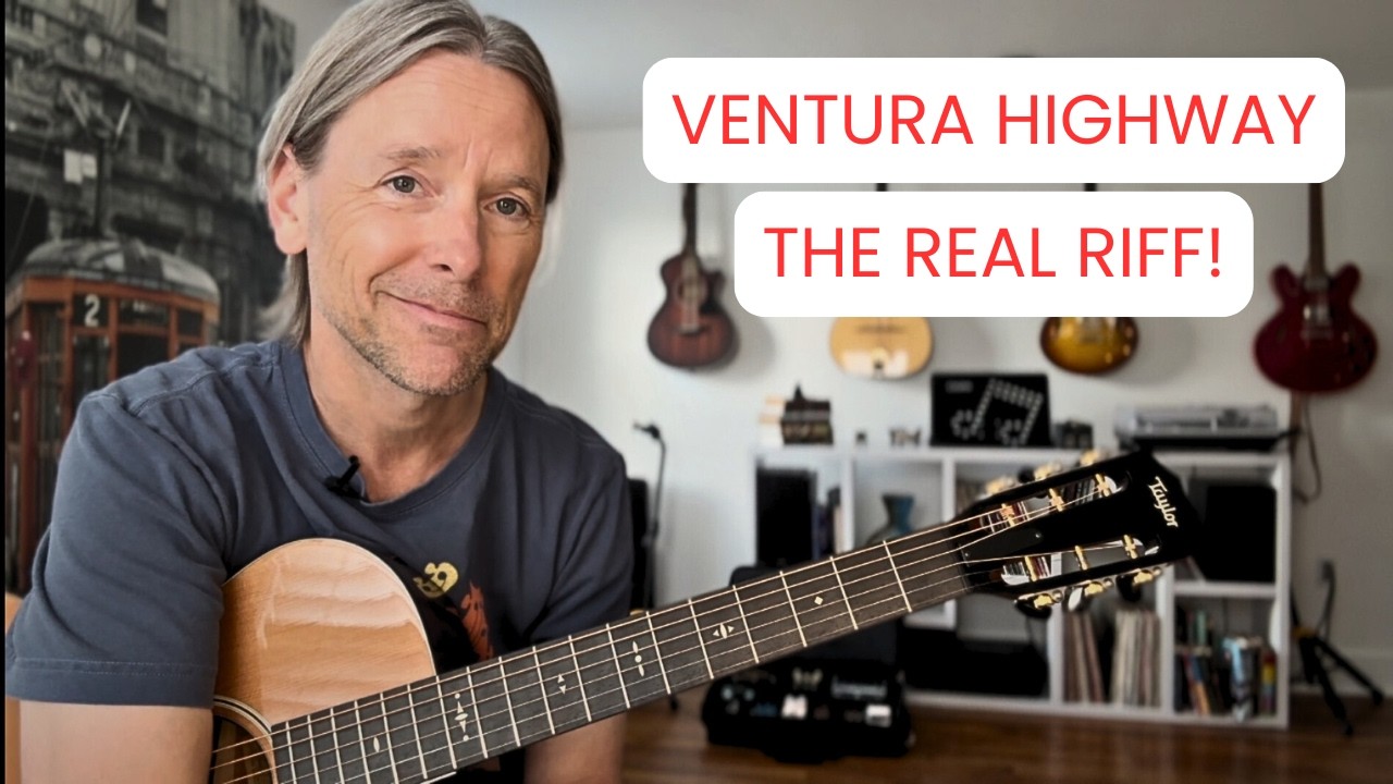 How to play: Ventura Highway by: America  - acoustic guitar lesson tutorial (capo 2 version)