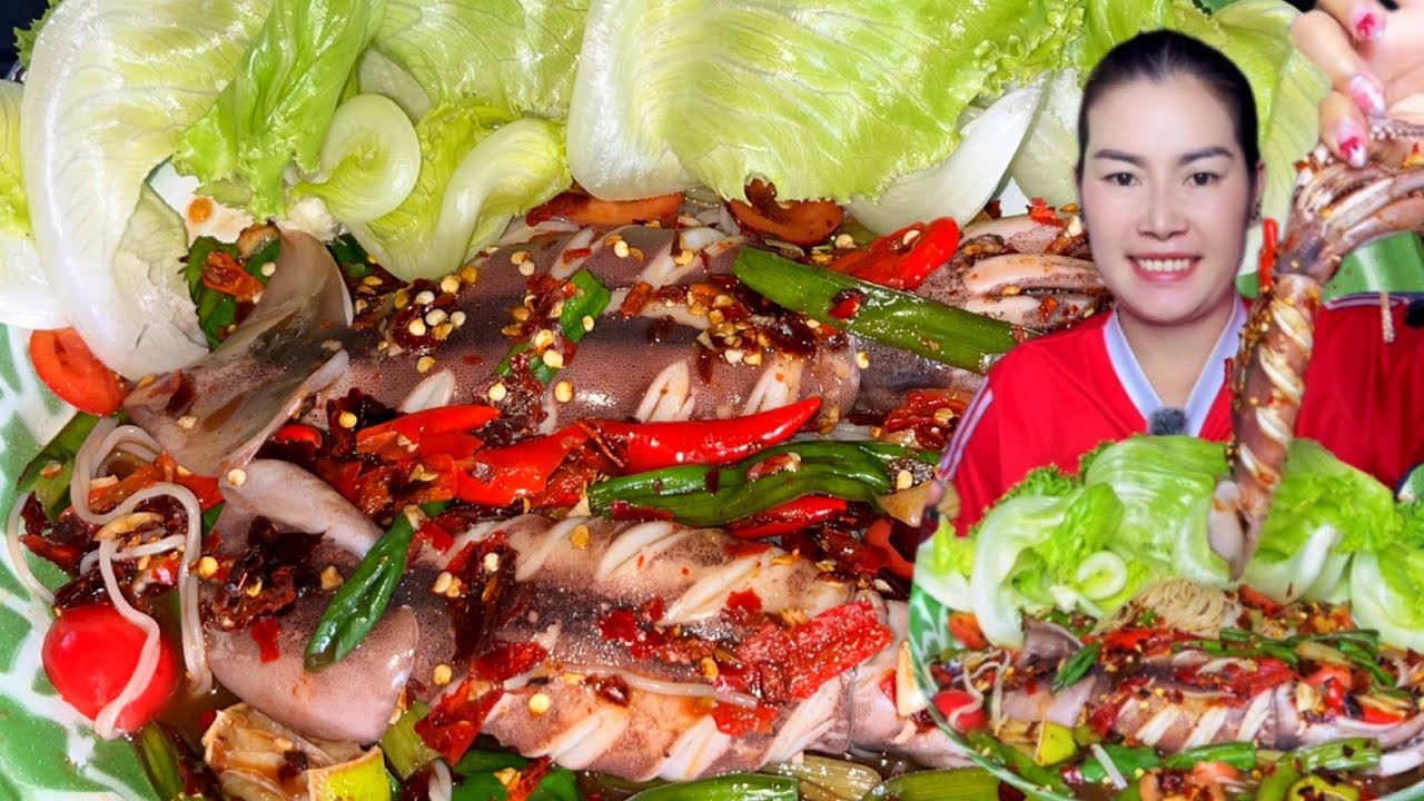 เผ็ดนัวแซบอีกแล้ว #ตำซั่วหมึกอาเจน เผ็ดนัวน้ำปลาร้าแกล้มผักสดกรอบๆแซบคักจร้า