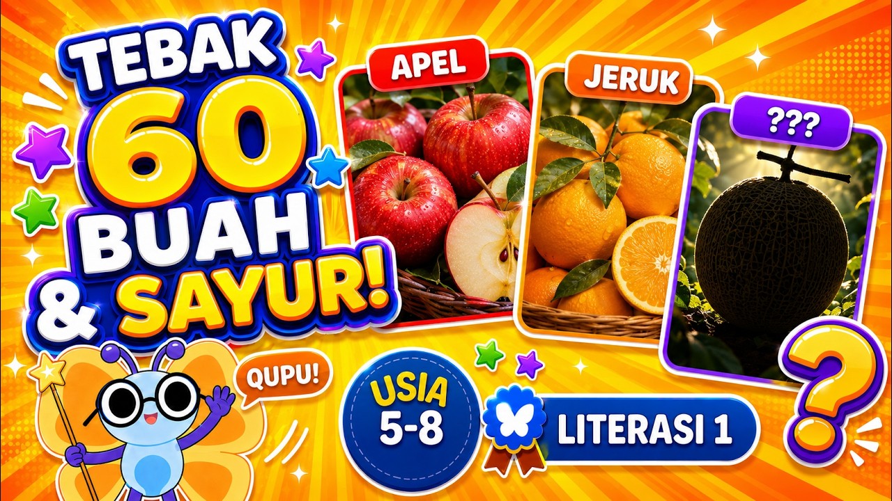 Tebak 60 Buah dan Sayur | Quiz Pengetahuan Umum Anak 5–8 (Grade 1)
