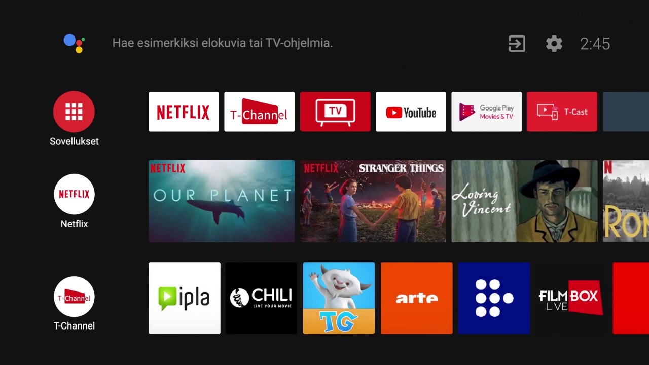 Android TVn ensiasennus
