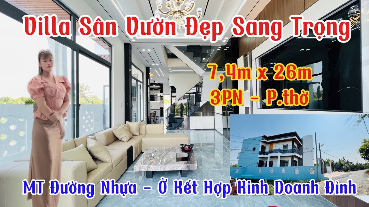 🏡 Villa Sân Vườn Đẹp Sang Trọng | MT Đường Nhựa | 7,4x26m | 3PN + Phòng Thờ #nhasanvuon #nhadep 