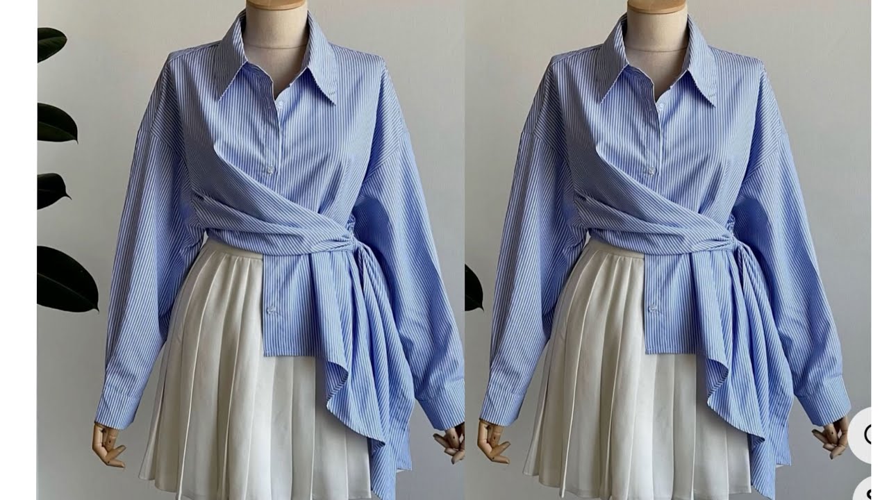 How to cut and sew a stylish wrap button up shirt/how to make a trendy shirt.#sewingtutorial #diy